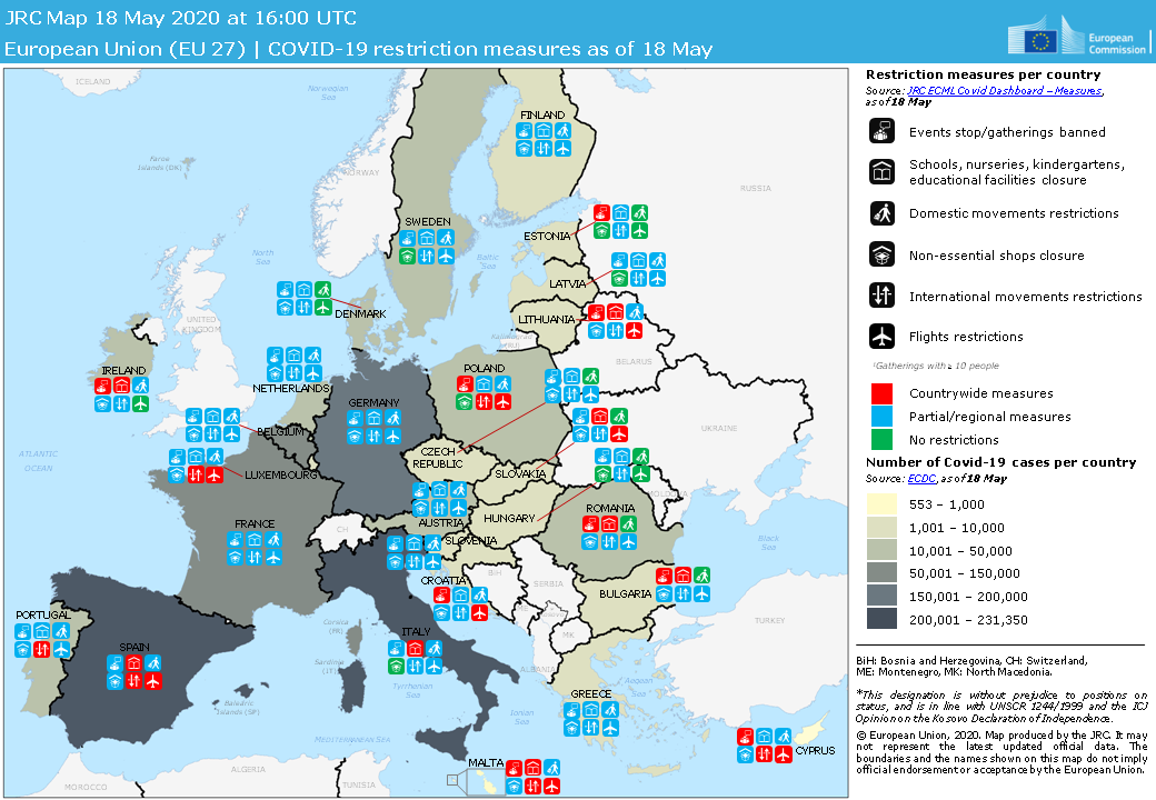Обмеження через коронавірус в ЄС