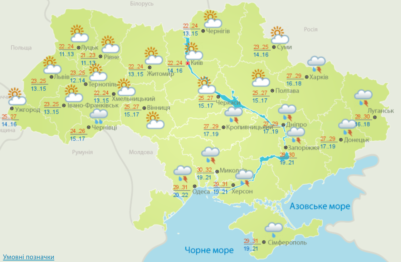 Погода в Україні на сьогодні – 31 липня 2020