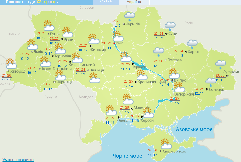 Погода на 2 серпня 2020 в Україні – прогноз погоди на сьогодні