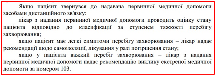 Фрагмент із Стандартів надання меддопомоги при Covid-19. Джерело: сайт МОЗ